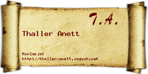 Thaller Anett névjegykártya